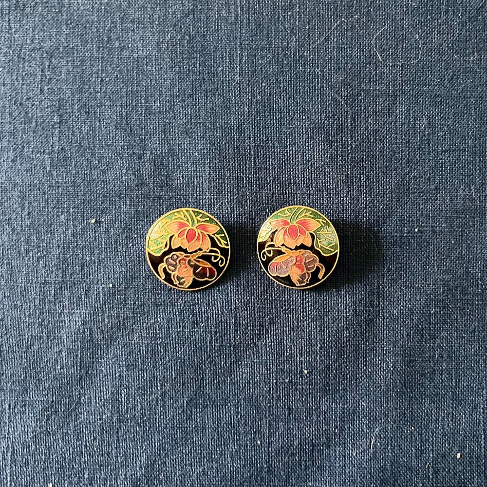Vintage Cliosonne Clip Earrings SG*